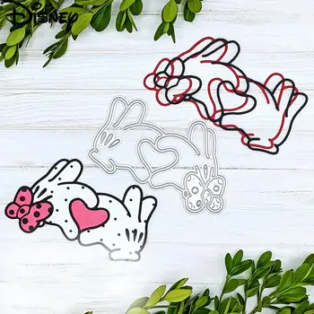 Disney Gant Mains de Coupe en Métal Meurt de dessin animé de Mickey Mouse la saint-Valentin découpes Pour le Scrapbooking Papier d'Artisanat de la Fabrication de Cartes