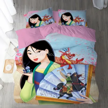 Disney Mulan parure de lit Simple Double Queen King housse de Couette Taie d'oreiller Filles Couvre Lit 3 pièces de Enfants du le Textile à la Maison