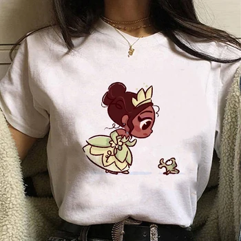 Disney Princesse Tiana et la Grenouille Harajuku Kawaii T-Shirt Femme T-shirt Mignon Esthétique Grunge Graphic t-Shirt Top Fashion Tee Femme