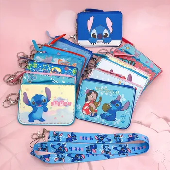 Disney Stitch suspendu au cou de la carte titulaire de la carte Stitch dessin animé carte d'identité coque étui en cuir de bus de la carte de détenir