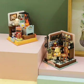 Diy Mini maison de Poupée Avec Meubles Lumière Miniaturas maison de Poupées Casa Miniature articles Pour les Enfants des Jouets Cadeaux d'Anniversaire