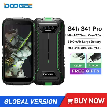DOOGEE S41/S41 Pro Android 12 Rugged Smartphones 5.5 Pouces HD de l'Écran de 13MP Triple de la Caméra 3 GO+16 GO/4 GO+32G 6300mAh Téléphone NFC