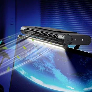 Ecran Portable Accroché Ventilateur USB Rechargeable Électrique Vertical Clip Ventilateur Refroidisseur d'Air Réglable Angle de la Protection des Yeux la Lumière de Nuit