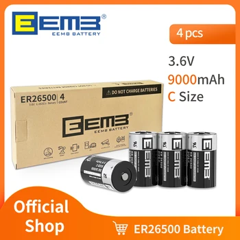 EEMB 4PCS ER26500 C Taille de la Batterie 3.6 V Lithium Batteries 9000mAh PLC Batterie Non-rechargeable pour Compteur d'Eau Capteur de Moniteur