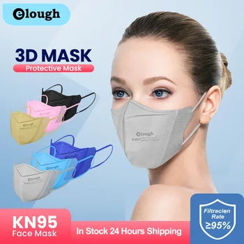 Elough masque FFP2 CE 3D de Protection Kn95 Masque anti-Poussière PM2.5 Respirant de Filtration de l'appareil Respiratoire KN 95 Masque