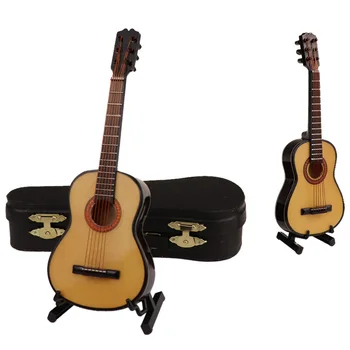 En Bois Instruments De Musique Collection D'Ornements Décoratifs Mini Guitare Classique, Avec L'Appui Du Modèle Miniature Décoration Cadeaux