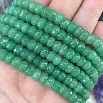 En gros Facettes 5*8mm Rondelle de Calcédoine, Jades Labradorite Pierre Naturelle Vert Entretoise de Perles pour Faire des Bijoux Diy Bracelet