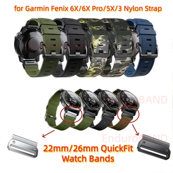 EnduroBAND 26mm 22mm Bande pour Garmin Fenix 6X/6X Pro/5X/3 Bracelet en Nylon pour Fenix 6/6 Pro/5/5 Plus Smartwatch Accessoires