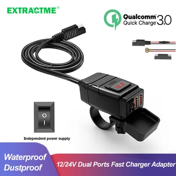 Extractme QC3.0 Moto Chargeur USB Moto 12/24V Étanche à Double Ports de l'Adaptateur d'Alimentation de téléphone Portable Socket Moto Accessoires