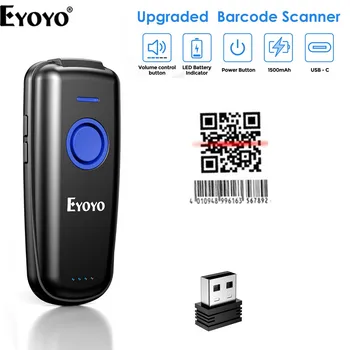EYOYO EY-023 Mini-Scanner de code à Barres 1D/2D 2.4 G sans Fil, Scanner de Code à barres Android IOS Windows Bluetooth Scanner CCD Lecteur Laser