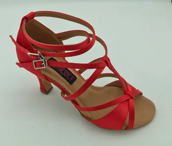 Fashional professionnel womens latine chaussures de danse de salle de bal de salsa, de tango, chaussures de mariage & fête des chaussures de satin rouge 6232R