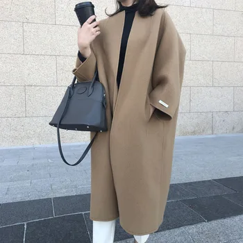 Femmes manteau 2023 hiver, la nouvelle tempérament manteau solide étendue de couleur tube droit manteau