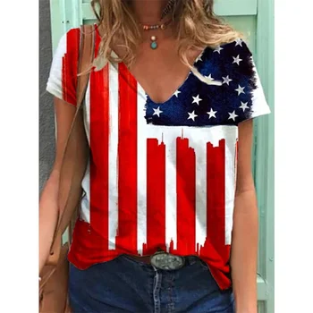 Femmes T-shirt d'Été 3D American Vintage T-Shirt Impression Manches Courtes Tops Casual Rue Tees Vêtements de Taille Plus Y2k Vêtements