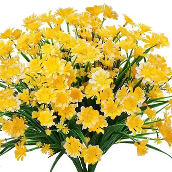 Fleurs artificielles d'UV-résistant, Facile d'entretien, Longue Tige de Verdure Arbuste Faux Cimetière Fleur Ferme Décor