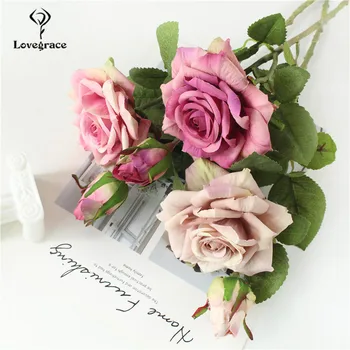 Fleurs artificielles rose de fleur de la direction de la soie artificielle de mariage de rose de scène décoration de la fleur de la rose copines de la mariée bouquet