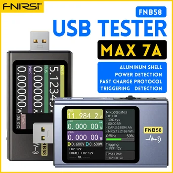 FNIRSI-FNB58 USB Testeur de Tension de TYPE C, Voltmètre Ampèremètre de Charge Rapide de Détection de Déclenchement de Mesure de la Capacité d'Ondulation de Mesure