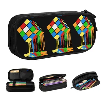Fondu Cube Rubiks Crayon Cas pour Fille Garçon de Grande Capacité Géométrique de Mathématiques Stylo Magique Sac de Boîte de Fournitures Scolaires