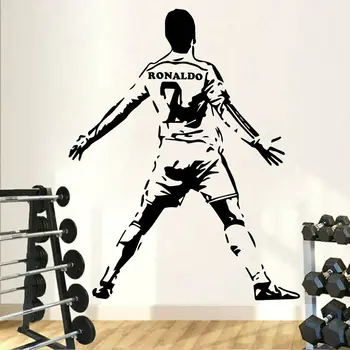 Football Cristiano Ronaldo En Vinyle Sticker Mural Footballeur Ronaldo Autocollants Muraux Art Murale Pour Kis Salle De Salle De Séjour De Décoration