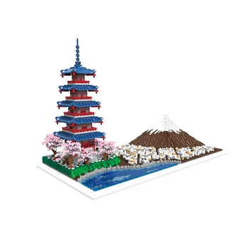 Fujiyama Micro Blocs de Construction de Japon Fuji Mont Chureito Pagode Modèle 3D Assemblé Mini Briques Figure de Jouet Pour Enfant Cadeaux