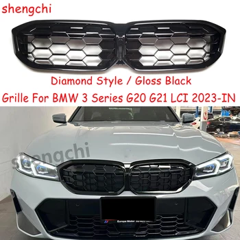 G20 LCI Diamant Grille Pare-chocs Avant Pour BMW Série 3 G20 G21 ABS Noir Brillant Remplacement des Grilles 320i 325i 330i 2023+