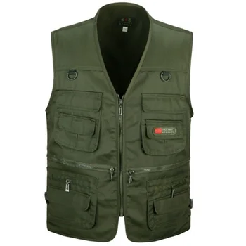 Gilet Hommes Armée Vert gilet Multi-poches de voyager ou de travailler à l'usure veste sans manches taille plus