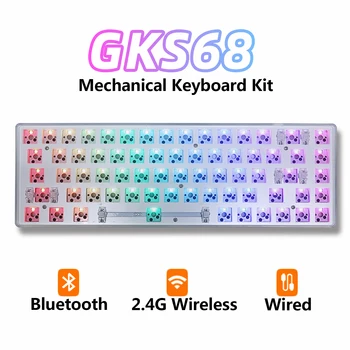 GKS68 Bluetooth 2.4 G sans Fil Personnalisé Clavier Mécanique Kit de 60% remplaçables à chaud RVB rétro-éclairé de carte PCB de BRICOLAGE à la Mode 3