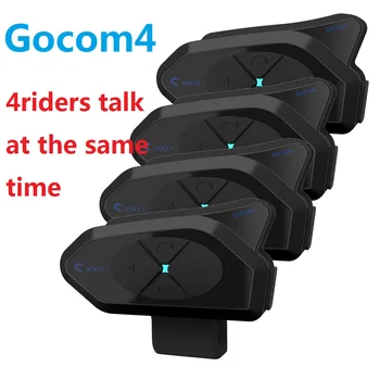 GOCOM4 Moto Bluetooth Intercom Casque Communicator Casque FM Ridao Interphone Intercomunicador pour 4 Coureurs PK V4 PLUS