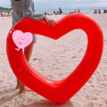 Gonflable Nager Bague Coeur Rouge-Forme Flottante Outils de Piscine Bouée de sauvetage Y51D
