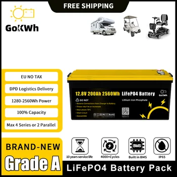 Grade 12V lifepo4 Batterie 100AH 200AH 24V Phosphate de Fer de Lithium de la Batterie Construire dans BMS Pour RV Voiturettes de Golf Vans Pas d'Impôt