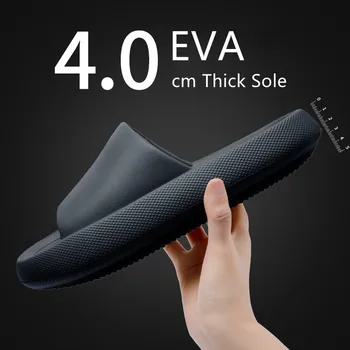 Grande Taille 36-49 Hommes Flip Flops Femmes en EVA Souple 4.0 cm Semelle Épaisse Diapositives Sandales d'Été des Couples des Pantoufles à la Maison Non Slip de Bain de la Chaussure