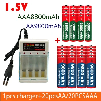 Gratuit ShippingNew 1.5 V Batterie Rechargeable AAA 8800Mah+AA 9800 Mah, Plus Chargeur Alcaline de la Technologie, Adapté pour Distance C
