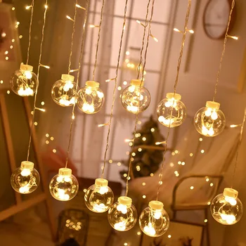 Grosse boule à LED de Rideau de Chaîne de Lumières de Noël, la Décoration de l'UE 220V de Mariage de Vacances de Fées Guirlande de Lumières pour la Chambre à coucher en plein air à la Maison