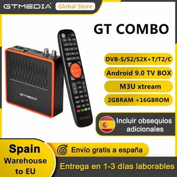 GTMEDIA GT Combo 4K 8K Android 9.0 BOÎTE de Smart TV DVB-S2 T2 Câble 2G+16G Récepteur Satellite Soutien M3U Ccam Wifi Intégrée, PK GTC