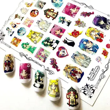 Hanyi série fille TSC-164-165-166 Sailormoongirl 3d nail art-stickers décalcomanie modèle diy nail outil de décorations