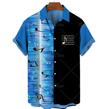 Hawaiian Hommes Musique Shirt Impression 3d Note de Musique-Shirts Pour les Hommes Surdimensionné Rock Tee Shirt Hommes Vêtements Hommes Camisa Hommes Designer