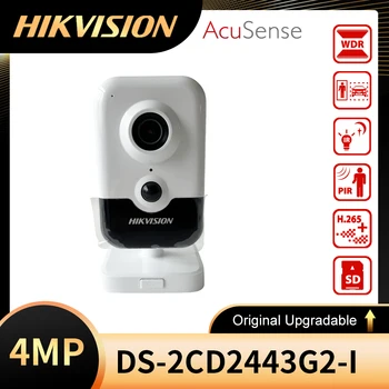 HIkvision DS-2CD2443G2-je 4MP AcuSense IR Fixe Cube Caméra Réseau POE H. 265+ Fente pour Carte SD IR 10m Appareil-photo d'IP De Sécurité à la Maison