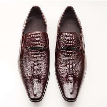 Hommes mode Casual Chaussures en Cuir Motif Crocodile de Luxe de Robe de Chaussures Slip-on Chaussures de Mariage en Cuir Brogues Grande Taille 38-48