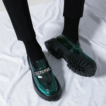 Hommes Noir Cuir Chaussures Japon Harajuku Coréen Des Affaires De La Mode De Mariage En Cuir Chaussures Hommes Haute Semelle Plateforme Casual Chaussures En Cuir