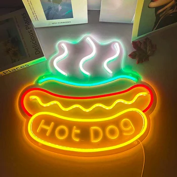 Hot-Dog Hamburger en Forme de Signe au Néon de la Nourriture de la Lumière au Néon pour la Maison Néon Lumière de Nuit pour Restaurant Bar de la Bière de la Fenêtre de la Boutique de Décoration de la Chambre
