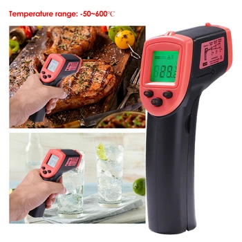 HW600 Infrarouge Thermomètre Numérique sans Contact de la Température Phrometer de l'Industrie du Laser IR Temperrture Compteur à Affichage LCD -50°C~600°C