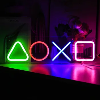 Icône de Jeux PS4 Jeu Neon Light Sign Contrôle Décoratif Lampe de Lumières Colorées Jeu Chandelier LED Light Bar Club Décoration Murale