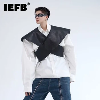 IEFB Personnalisé Pu Hommes Gilet Tendance Darkwear 2023 Couleur Solide de la Rue Haute Gilet Hommes Tops Tempérament de la Mode 9A5550