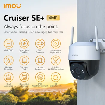 IMOU Cruiser SE+ 2MP/4MP Extérieure, une connexion Wi-Fi de la Caméra IP66 résistant aux Intempéries Caméra Zoom Numérique 8X Vision de Nuit de l'IA de l'Homme de Détection de la Caméra