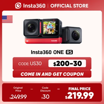 Insta360 UN RS – Imperméable à l'eau 4K 60fps Caméra d'Action Et 5.7 K 360 Appareil photo à objectifs Interchangeables, Double/ 1 Pouce/ 4K Edition
