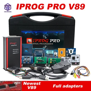 Iprog Pro 2023 Plein V89 avec 7/11 Adaptateurs de Support Eeprom IMMO/KM/Radio /Airbag Réinitialisation du tableau de bord IPROG+ ECU de Programmeur de Clé de l'Outil de