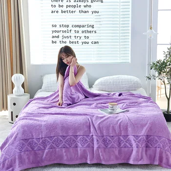 Jacquard Serviette en Coton Fil Couverture pour les Adultes, les Enfants Doux Respirant couvre-lit Literie d'Été de Jeter les Couvertures sur le Canapé/Lit