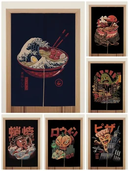 Japonais Ukiyo Vague De Kanagawa Porte Noren Rideau De Ramen Sushi Bannière Suspendue Drapeau Toilettes Partition De La Cuisine De La Moitié De Rideaux Décor De La Chambre