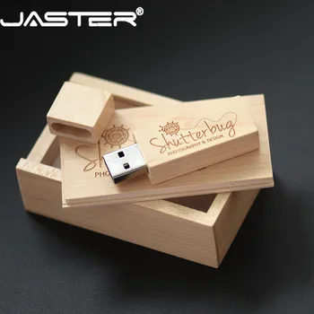 JASTER USB 2.0 LOGO du client en bois +boîte de lecteur flash USB en bois d'érable clé usb de 4 go 16 GO 32 GO 64 G U disque de bâton de mémoire de la livraison gratuite