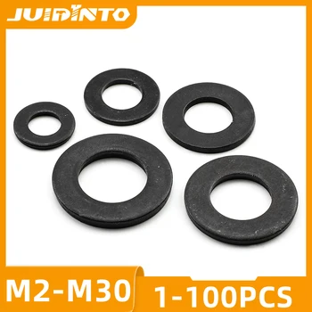 JUIDINTO 1-100pcs Noir Rondelle en Acier au Carbone M2-M30 Rondelles plates pour vis Vis GB98
