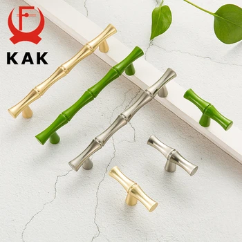 KAK Bambou Poignées Design en Alliage de Zinc Cabinet de Poignées et de Boutons d'Or de la Poignée de Porte de Cuisine Tire la poignée de Meubles, Poignée de Porte Matériel